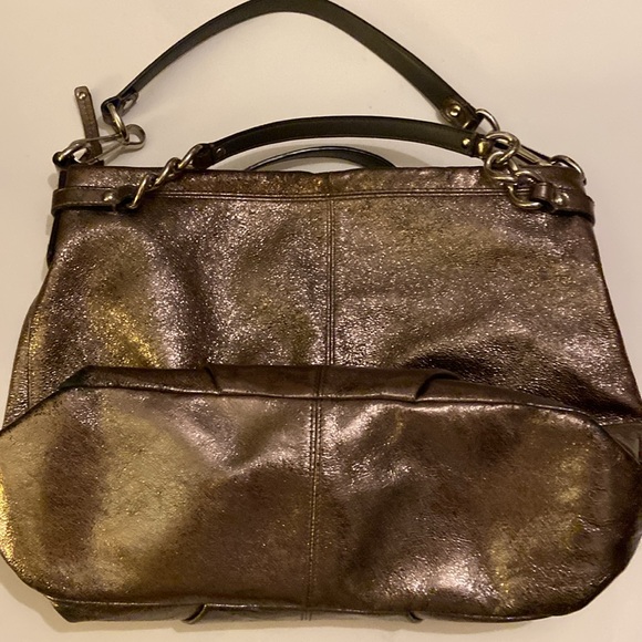 Coach "Brooke" Pewter Metallic Hobo Shoulder Large Leather Handbag #D1182-F16618 - Picture 6 of 8
